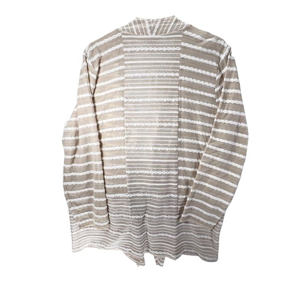 NWT Chicos Striped Cardigan Jacket Beige Sand Sz 3 XL 16 Open Front Textured - Picture 3 of 14
